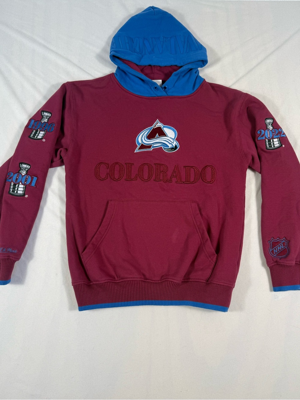 Mitchell & Ness Colorado Avalanche Maroon Hoodie with Blue Hood